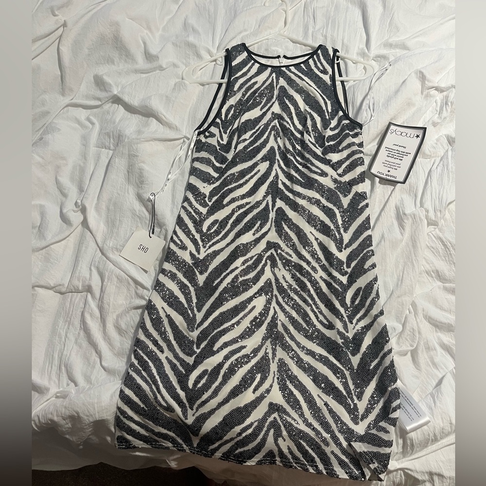 Metallic sequins zebra print high neck dress from Sho. Never worn has tags